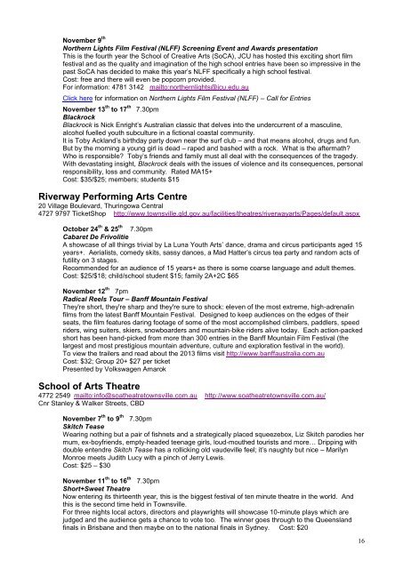 Arts E-bulletin October 2013 - Townsville City Council