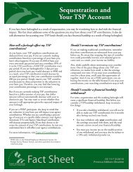 Fact Sheet, Sequestration and Your TSP Account - Thrift Savings Plan