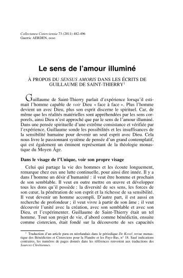 Le sens de l'amour illuminé. À propos du sensus amoris dans les ...