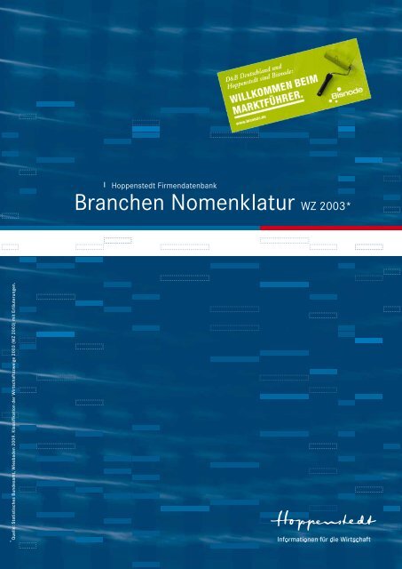 Branchen Nomenklatur WZ 2003* - Hoppenstedt Firmendatenbank