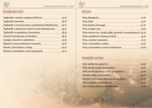 Pobierz menu w PDF - Piano Bar