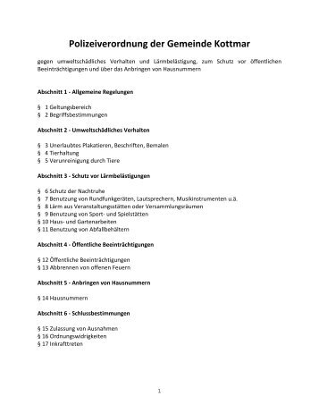 Polizeiverordnung der Gemeinde Kottmar