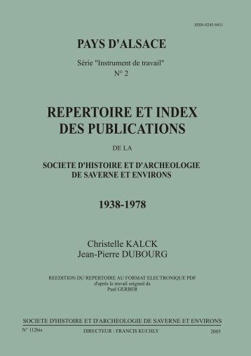 Répertoire 1938-1978 - société d'histoire et d'archéologie de ...