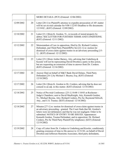 James Pfuntner v. Trustee Kenneth Gordon et al. - Judicial ...