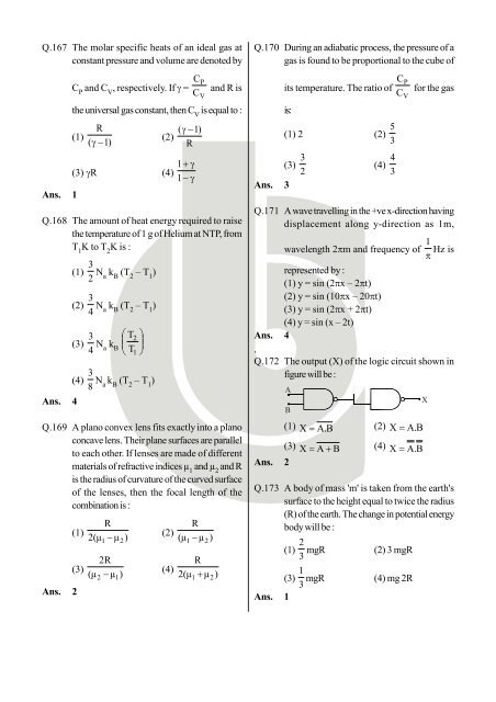 Download NEET-UG 2013 Answer Key (Code - X) - Bansal Classes