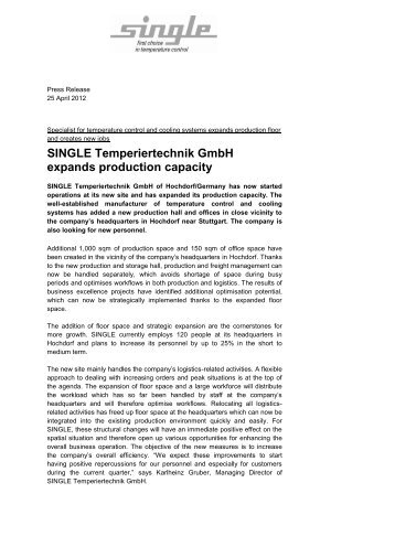 SINGLE Temperiertechnik GmbH expands ... - single-temp.de