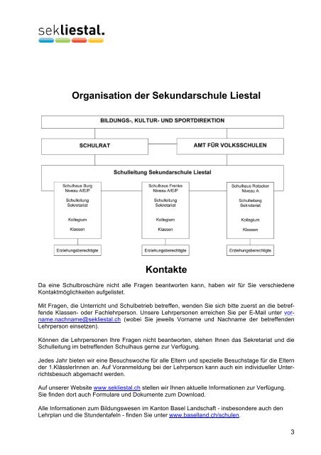 Schulbroschüre - Sekundarschule Liestal