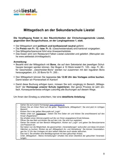 Schulbroschüre - Sekundarschule Liestal