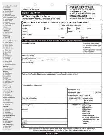 Standard Referral Form - The University of Tennessee College of ...