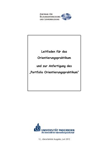 Portfolio Orientierungspraktikum - PLAZ - Universität Paderborn