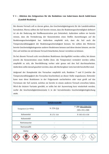 V 1 - Unterrichtsmaterialien Chemie