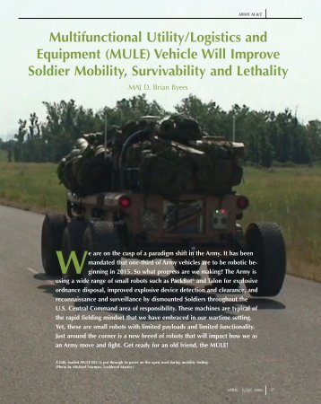 Multifunctional Utility/Logistics and Equipment (MULE ... - U.S. Army