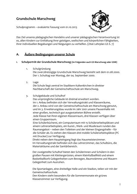 Schulprogramm Stand 2013 - Grundschule Marschweg