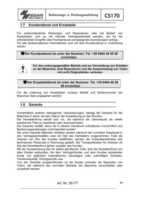 Bedienungsanleitung CS170 - MH-IDEAL GmbH