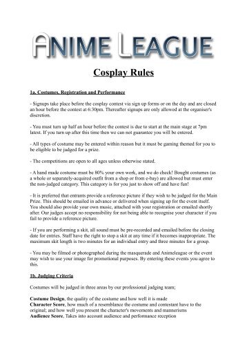 to download the Anime League cosplay rules and T&C sheet (.pdf ...