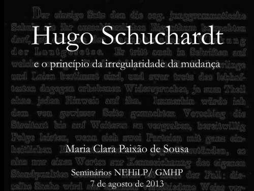 Hugo Schuchardt e o princípio da irregularidade da mudança - USP