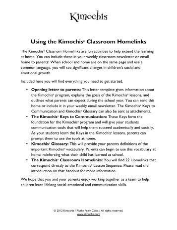 Using the Kimochis® Classroom Homelinks