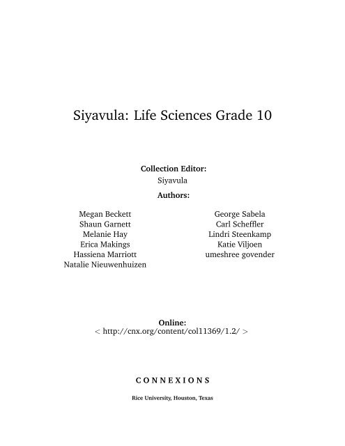 Siyavula: Life Sciences Grade 10 - Cd3wd.com