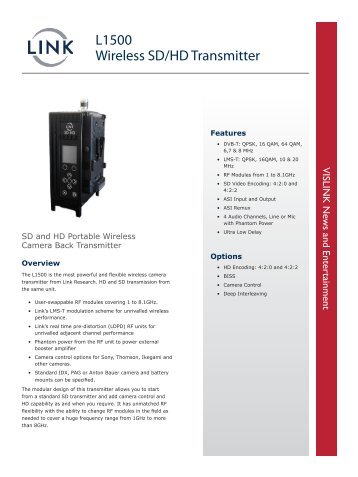 L1500 Wireless SD/HD Transmitter - Vislink