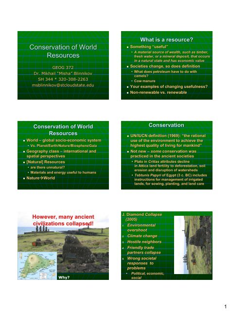 Conservation of World Resources