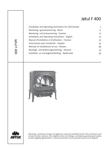 F400 Manuals - jotul