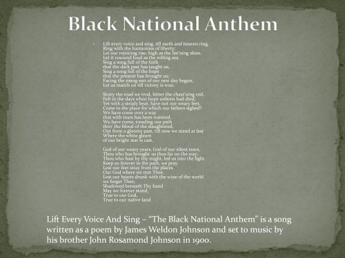 Lift Every Voice And Sing The Black National Anthem Is A Song