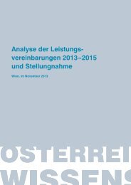 Analyse der Leistungsvereinbarungen 2013-2015 und Stellungnahme