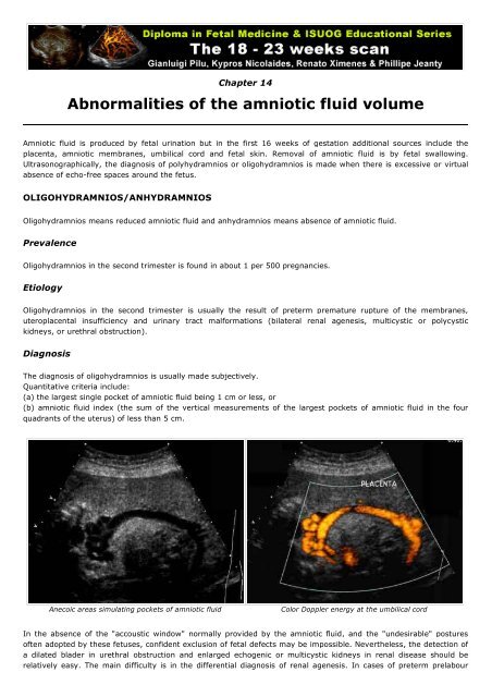15. Abnormalities of the amniotic fluid volume
