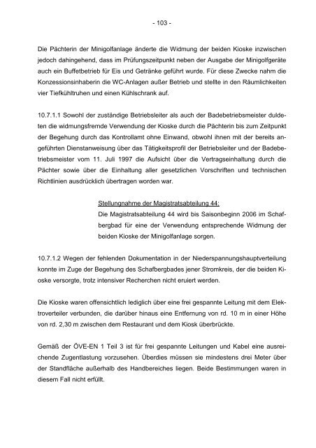 Bericht des Wiener Kontrollamtes - Kontrollamt der Stadt Wien