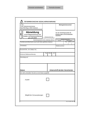 Abmeldung - Tiroler Gebietskrankenkasse