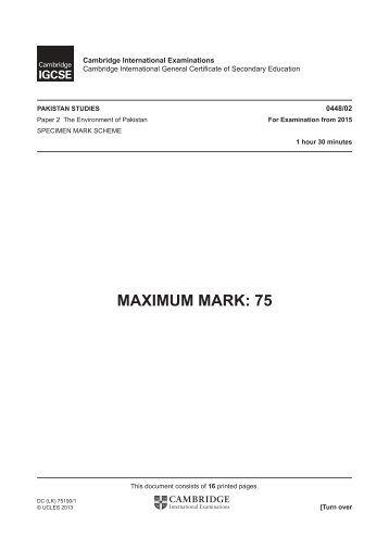 2015 Specimen Paper 2 Mark Scheme - Cambridge International ...
