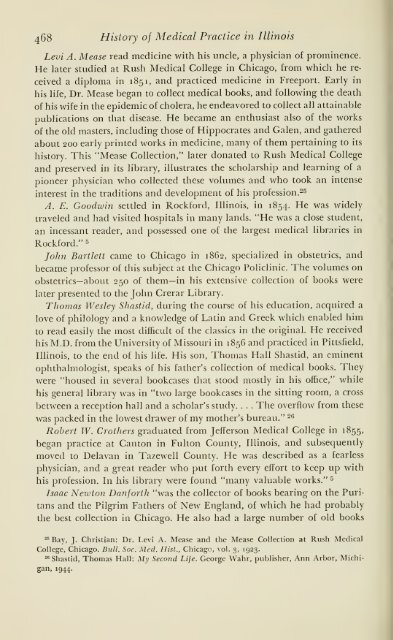 History of medical practice in Illinois - Bushnell Historical Society