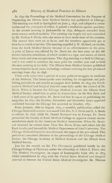 History of medical practice in Illinois - Bushnell Historical Society