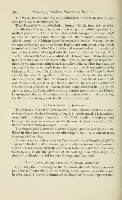 History of medical practice in Illinois - Bushnell Historical Society