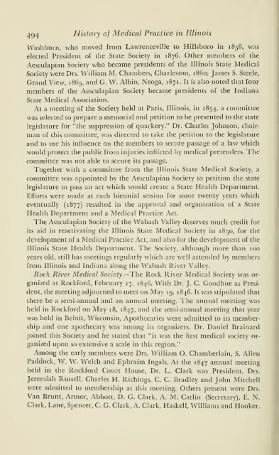 History of medical practice in Illinois - Bushnell Historical Society