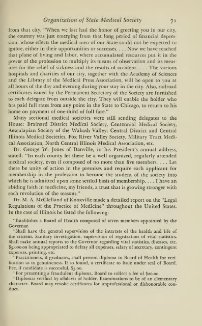 History of medical practice in Illinois - Bushnell Historical Society