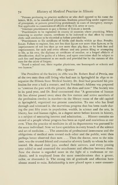 History of medical practice in Illinois - Bushnell Historical Society