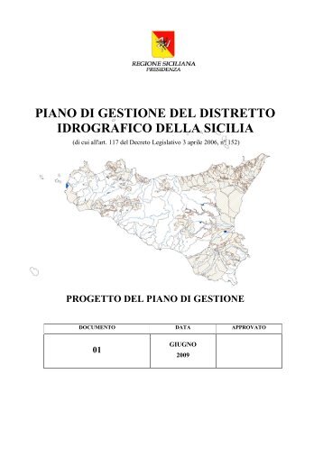 Progetto del Piano di Gestione. - Assessorato Territorio ed Ambiente