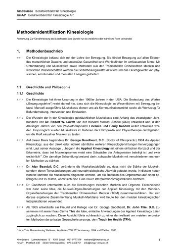 Methodenidentifikation Kinesiologie - KineSuisse