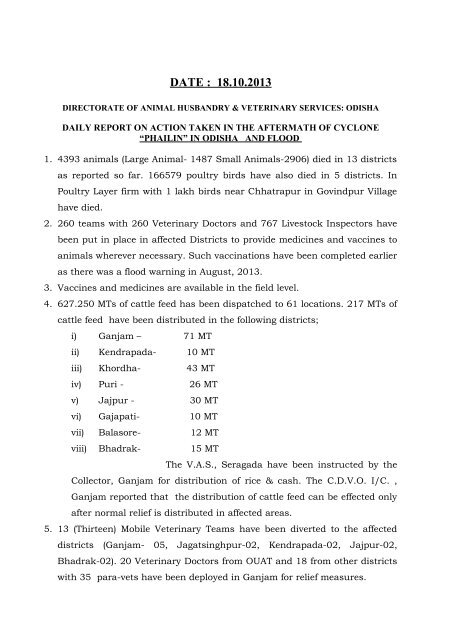 DIRECTORATE OF ANIMAL HUSBANDRY & VETERINARY ... DIRECTORATE OF ANIMAL HUSBANDRY & VETERINARY ...