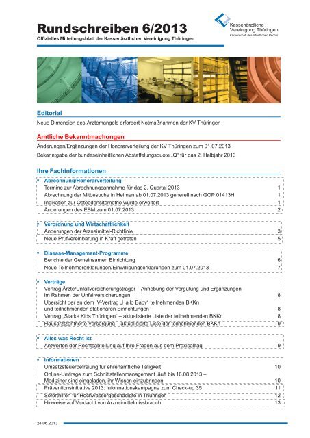 Rundschreiben 6/2013 - Kassenärztliche Vereinigung Thüringen