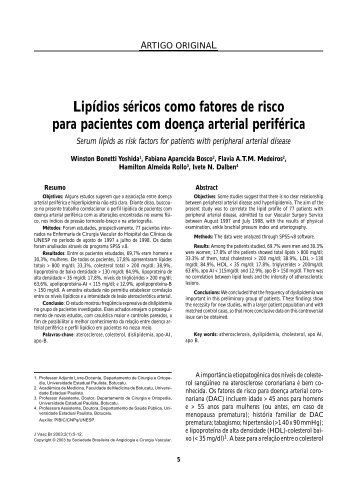 Lipídios séricos como fator de risco para pacientes - Jornal Vascular ...
