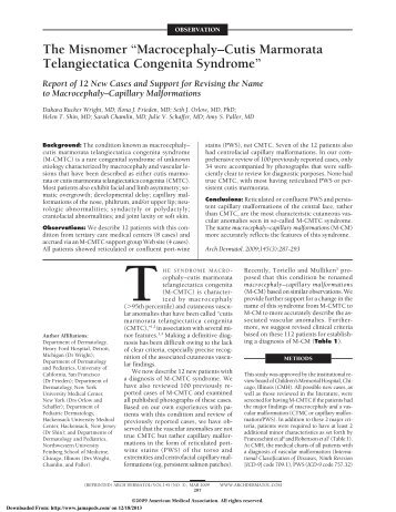 Macrocephaly–Cutis Marmorata Telangiectatica ... - JAMA Pediatrics