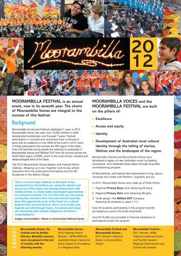 MOORAMBILLA FESTIVAL is an annual