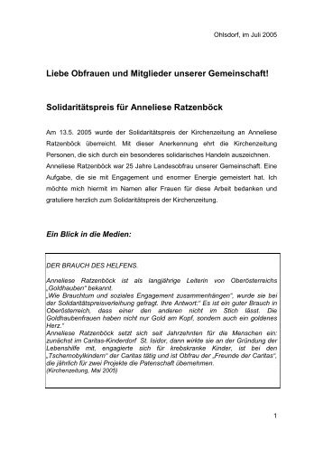 Goldhaubenzeitung 2005/2 - Goldhaubengemeinschaft ...