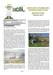 newcastle ramblers bushwalking club newsletter - Confederation of ...