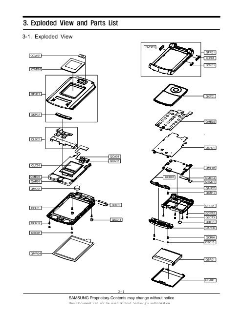 3. Exploded View and Parts List