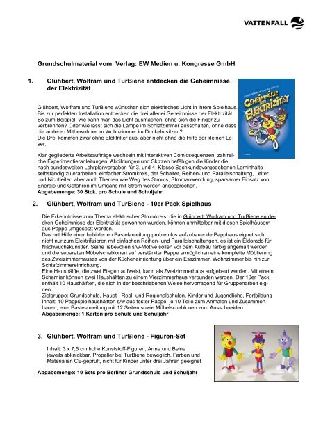 Grundschulmaterial Vom Verlag Ew Medien U Vattenfall