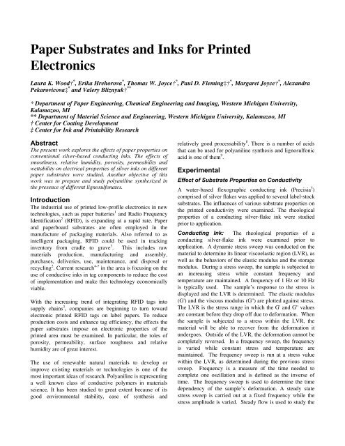 Paper Substrates and Inks for Printed Electronics - Western ...