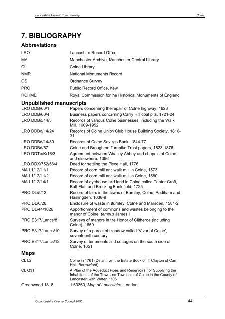 Colne - Lancashire County Council